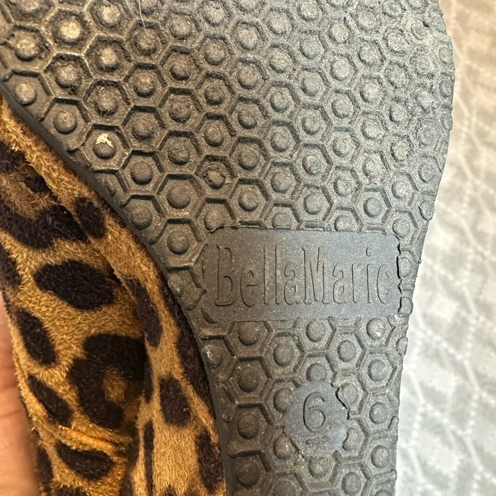 Bella Marie Leopard Suede Wedges, Women’s Size 6